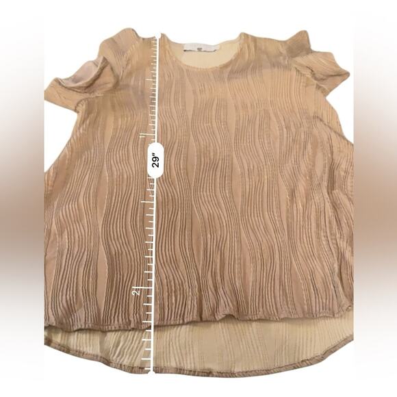 RTR Hunter Bell Ava Pleated Short Sleeve Rose Gold Top‎ Sz L - Picture 9 of 9